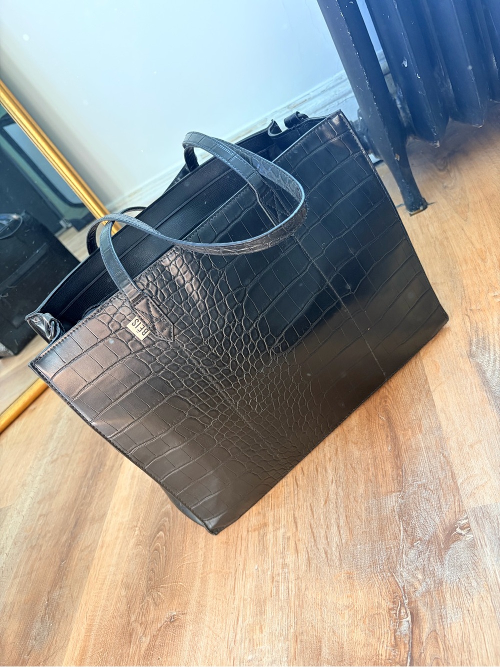 BEIS Black Crocodile Work Tote - Picture 4 of 5